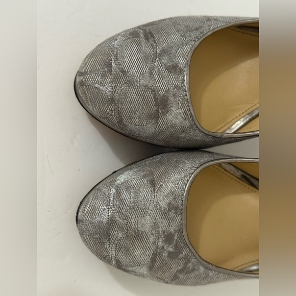 Coach | Signature Metallic Silver Jacquard Platform Block Heel - Size 6 - Picture 8 of 15